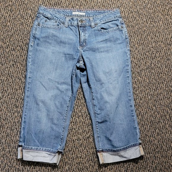 TOMMY HILFIGER VINTAGE SIZE 10 WOMEN'S BLUE DENIM CASUAL CUFFED CAPRI JEANS - Picture 3 of 16